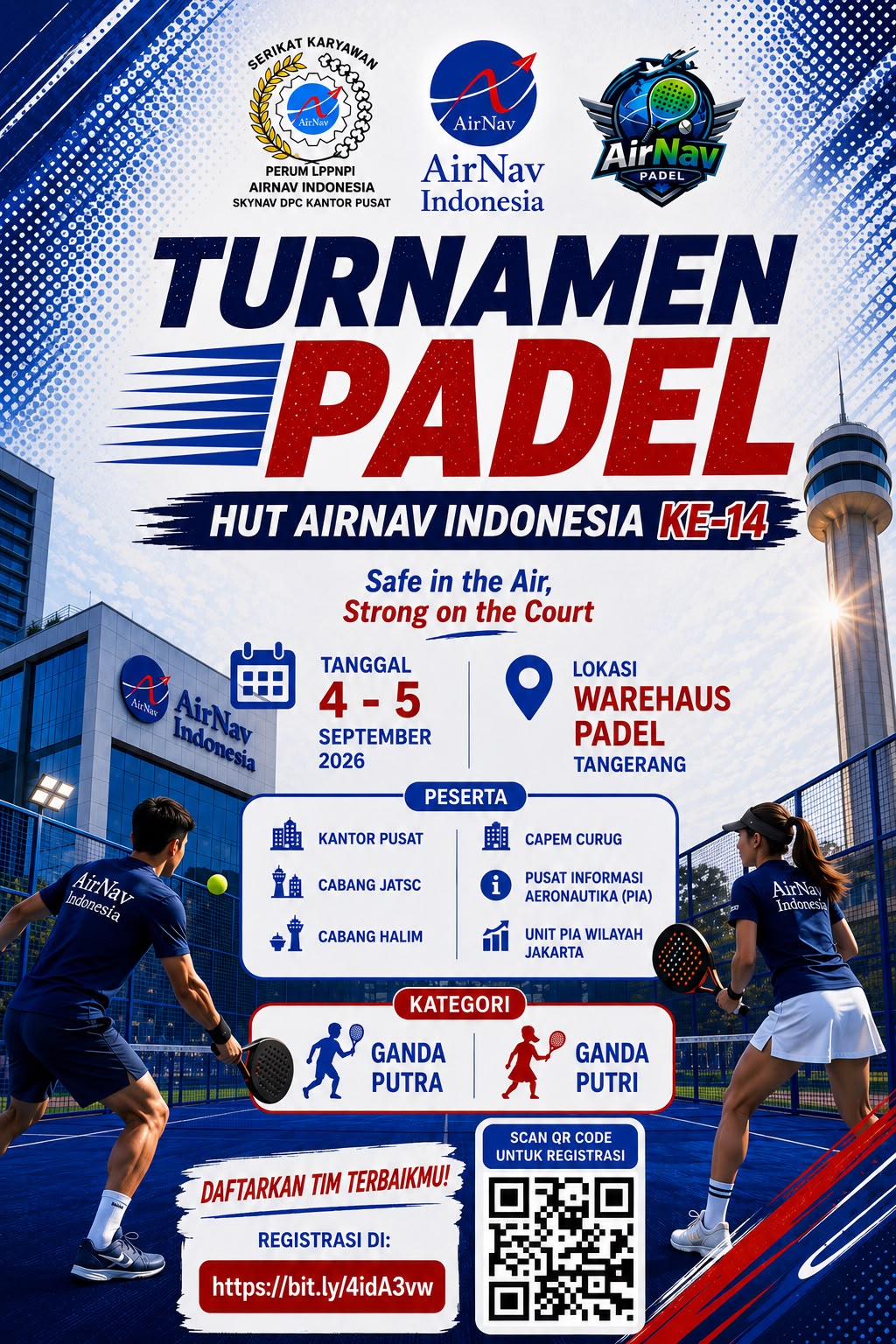 Poster Turnamen Padel HUT AirNav Indonesia ke-14